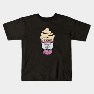 Floral Coffee, But first coffee Kids T-Shirt